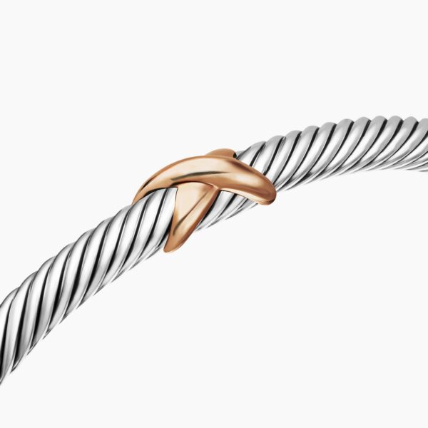 signature twisted-helix detail|David Yurman X Classic Cable Station Bracelet in Sterling Silver with 18K Rose Gold