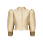 Destree Beige Puff Sleeves Jacket - Destree - Graphic Parisian Fashion - Shop at Coveti
