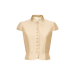 Destree Beige Satin Sleeveless Jacket - Destree - Graphic Parisian Fashion - Shop at Coveti