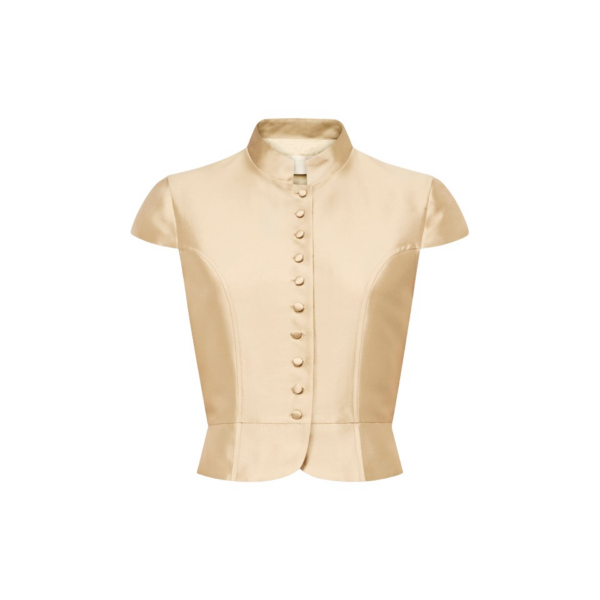 Destree Beige Satin Sleeveless Jacket - Destree - Graphic Parisian Fashion - Shop at Coveti