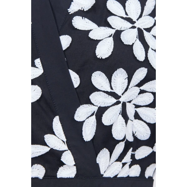Destree Black And White Embroided Bow-Tie Cropped Shirt - Destree - Graphic Parisian Fashion - Shop at Coveti
