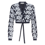 Destree Black And White Embroided Bow-Tie Cropped Shirt - Destree - Graphic Parisian Fashion - Shop at Coveti