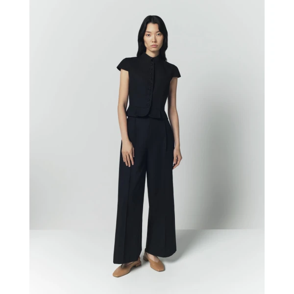 Destree Black Cotton Tailored Pants - Destree - Graphic Parisian Fashion - Shop at Coveti