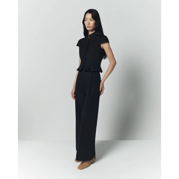 Destree Black Cotton Tailored Pants - Destree - Graphic Parisian Fashion - Shop at Coveti