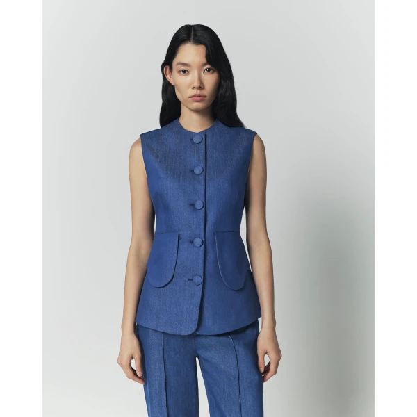 Destree Blue Denim Button-Front Vest - Destree - Graphic Parisian Fashion - Shop at Coveti