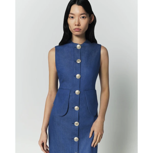 Destree Blue Denim Sleeveless Midi Dress - Destree - Graphic Parisian Fashion - Shop at Coveti