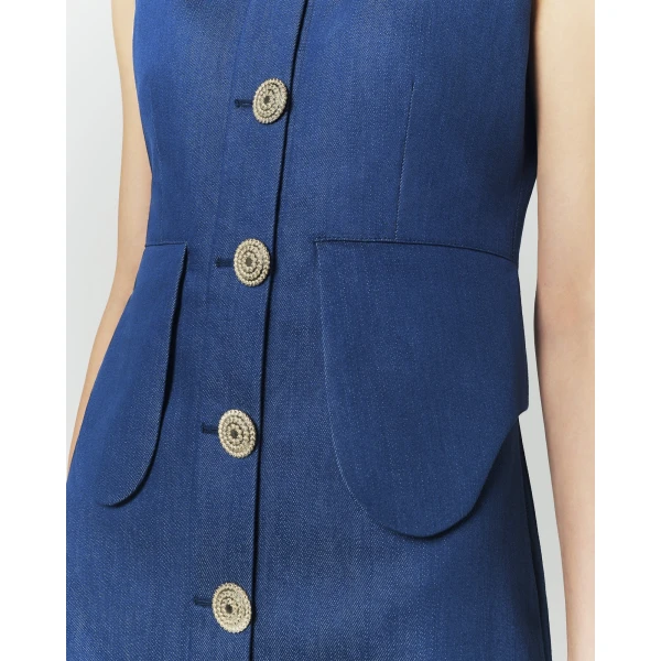 Destree Blue Denim Sleeveless Midi Dress - Destree - Graphic Parisian Fashion - Shop at Coveti
