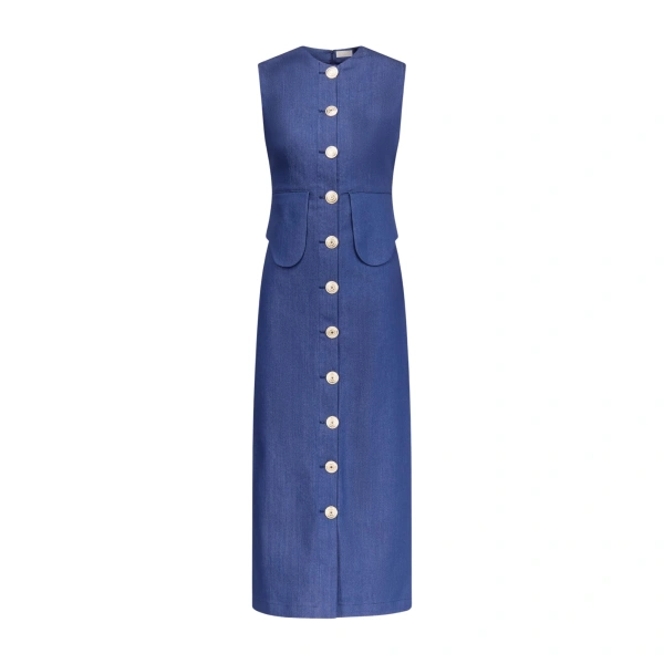Destree Blue Denim Sleeveless Midi Dress
