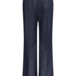 Destree Dark Blue Denim Straight Pants With Circular Pocket Details - Destree - Graphic Parisian Fashion - Shop at Coveti