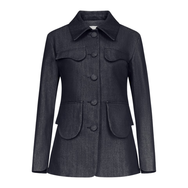 Destree Dark Blue Denim Utility Button-Front Jacket - Destree - Graphic Parisian Fashion - Shop at Coveti