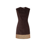Destree Dark Brown Velvet Dress With Lace Hem