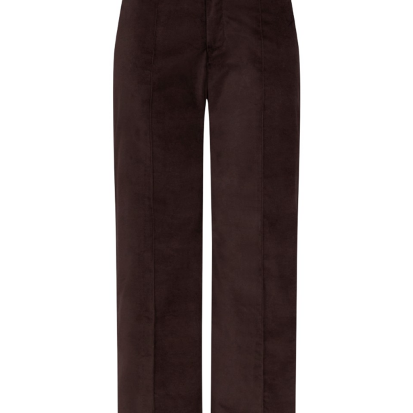 Destree Dark Brown Velvet Straight Pants - Destree - Graphic Parisian Fashion - Shop at Coveti