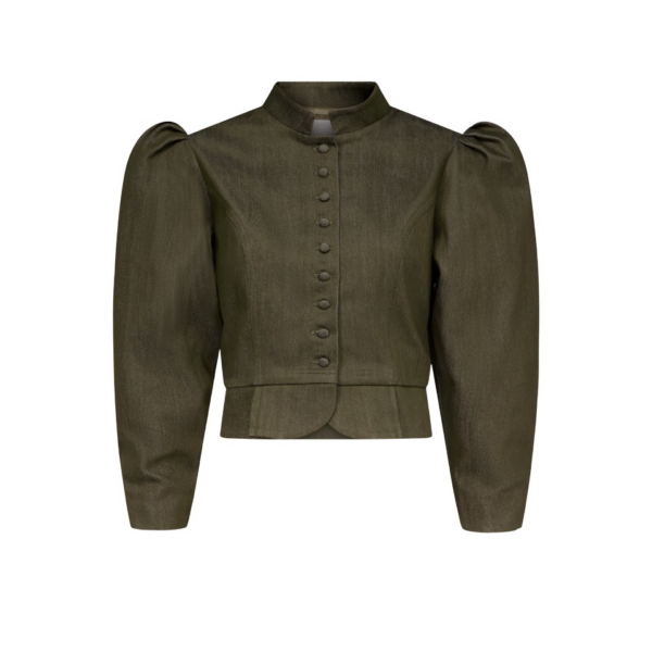 Destree Denim Khaki Puff Sleeve Jacket - Destree - Graphic Parisian Fashion - Shop at Coveti