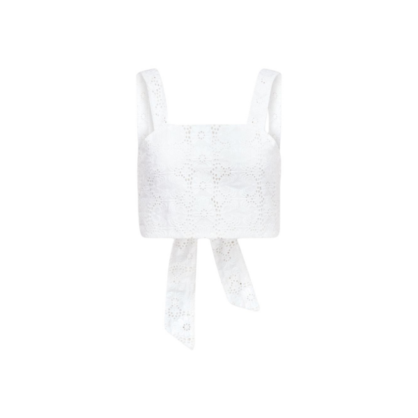 Destree Embroidered White Bow-Tie Top - Destree - Graphic Parisian Fashion - Shop at Coveti