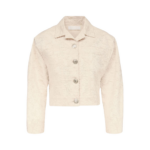 Destree Ivory Cropped Cotton Jacket With Textured Thread Finish - Destree - Graphic Parisian Fashion - Shop at Coveti