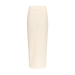 Destree Ivory Textured Maxi Skirt With Fringed Thread Finish
