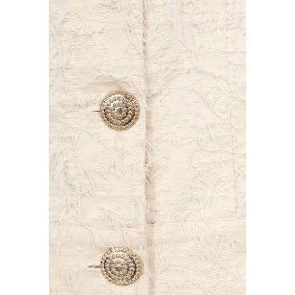 Destree Ivory Textured Mini Dress With Fringed Thread Detail - Destree - Graphic Parisian Fashion - Shop at Coveti