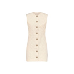Destree Ivory Textured Mini Dress With Fringed Thread Detail