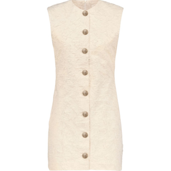 Destree Ivory Textured Mini Dress With Fringed Thread Detail - Destree - Graphic Parisian Fashion - Shop at Coveti