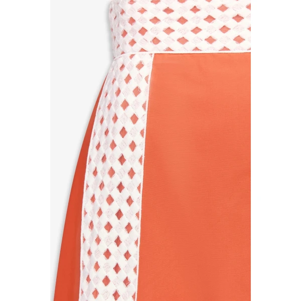 Destree Orange Cotton Midi Skirt With Contrast Ribbon Detail - Destree - Graphic Parisian Fashion - Shop at Coveti