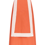 Destree Orange Cotton Midi Skirt With Contrast Ribbon Detail - Destree - Graphic Parisian Fashion - Shop at Coveti