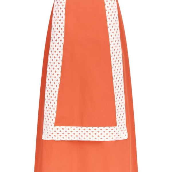 Destree Orange Cotton Midi Skirt With Contrast Ribbon Detail - Destree - Graphic Parisian Fashion - Shop at Coveti