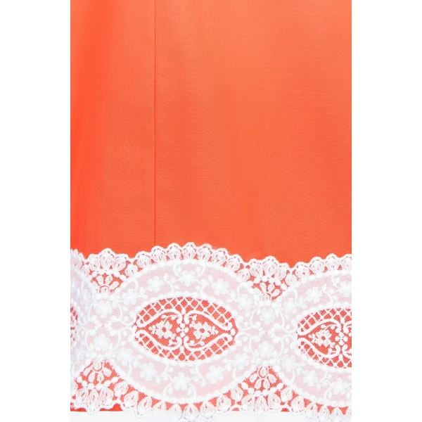 Destree Orange Cotton Tunic Dress With Contrast Lace Trim - Destree - Graphic Parisian Fashion - Shop at Coveti