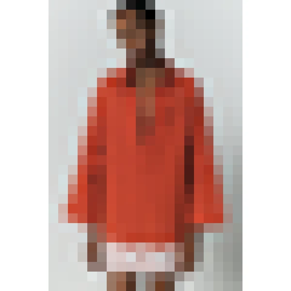 Destree Orange Cotton Tunic Dress With Contrast Lace Trim - Destree - Graphic Parisian Fashion - Shop at Coveti