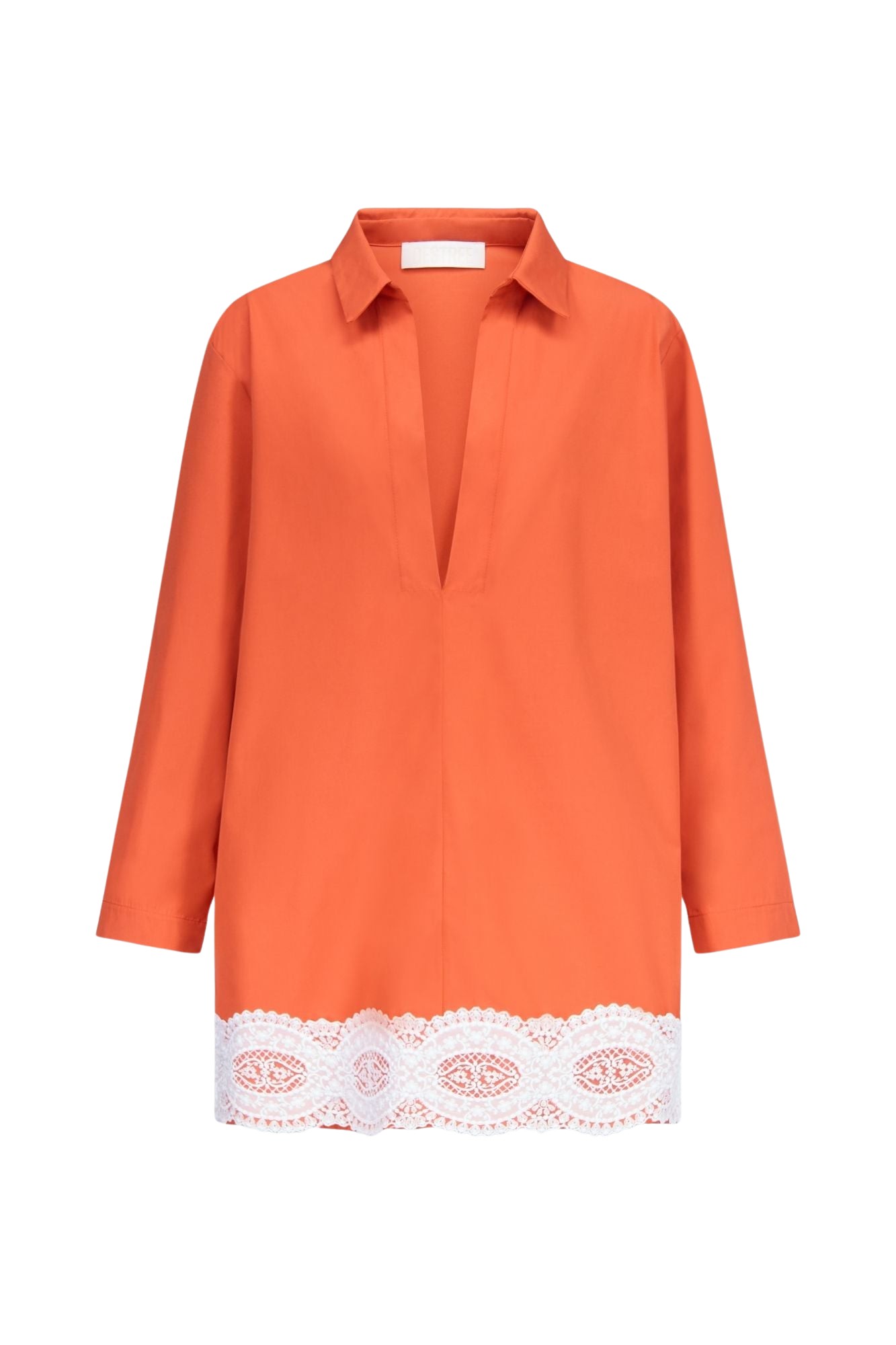 Destree-Orange-Cotton-Tunic-Dress-With-Contrast-Lace-Trim46097_nobg Destree Orange Cotton Tunic Dress With Contrast Lace Trim - Destree - Graphic Parisian Fashion - Shop at Coveti