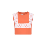 Destree Orange Sleeveless Cropped Cotton Top With Contrast Ribbon - Destree - Graphic Parisian Fashion - Shop at Coveti