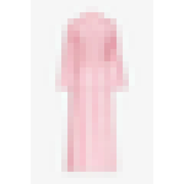 Destree Pink Striped Long Cotton Dress With V-Neck And Tie Waist Detail - Destree - Graphic Parisian Fashion - Shop at Coveti