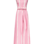 Destree Pink Striped Sleeveless Cotton Maxi Dress With Tie Waist Detail - Destree - Graphic Parisian Fashion - Shop at Coveti