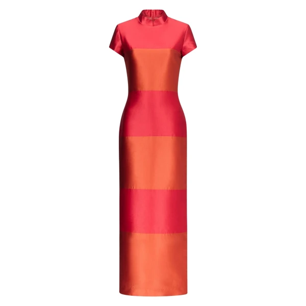 Destree Red And Terracotta Satin Summer Dress - Destree - Graphic Parisian Fashion - Shop at Coveti