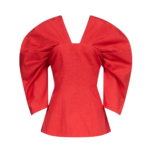 Destree Red Textured Top With Structured Sleeves - Destree - Graphic Parisian Fashion - Shop at Coveti