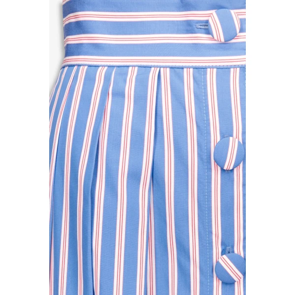 Destree Striped Cotton Pleated Maxi Skirt - Destree - Graphic Parisian Fashion - Shop at Coveti