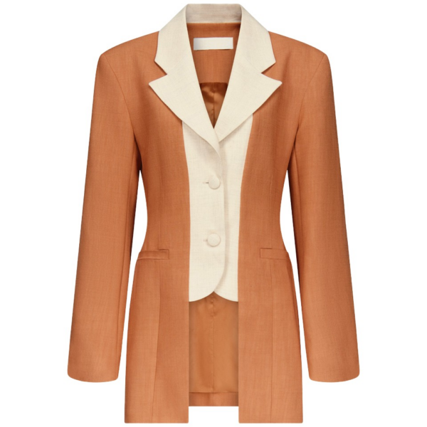 Destree Two-Tone Camel Jacket With Contrasting Lapel - Destree - Graphic Parisian Fashion - Shop at Coveti