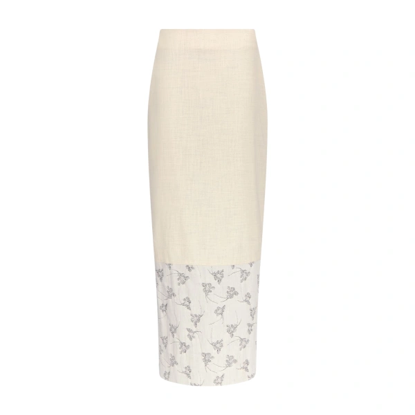 Destree Warm Grey Midi Skirt With Printed Hem