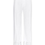 Destree White Cotton Flared Pants With Embroidered Panel Details - Destree - Graphic Parisian Fashion - Shop at Coveti