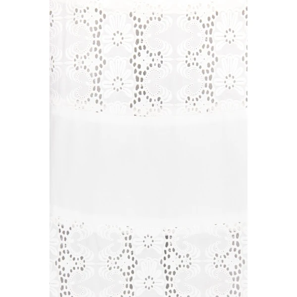 Destree White Cotton Flared Skirt With Embroidered Panel Details - Destree - Graphic Parisian Fashion - Shop at Coveti