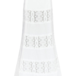 Destree White Cotton Flared Skirt With Embroidered Panel Details - Destree - Graphic Parisian Fashion - Shop at Coveti
