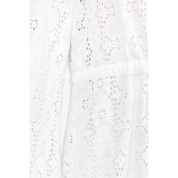 Destree White Embroidered Cotton Maxi Dress With Tie Waist Detail - Destree - Graphic Parisian Fashion - Shop at Coveti