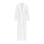 Destree White Embroidered Cotton Maxi Dress With Tie Waist Detail