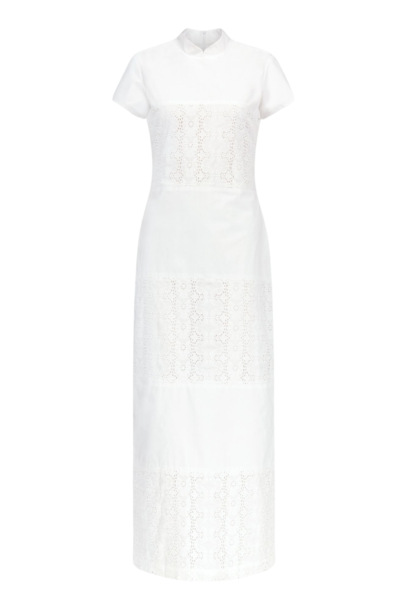 Destree-White-Embroidered-Cotton-Poplin-Long-Dress-With-Mandarin-Collar89658_nobg Destree White Embroidered Cotton Poplin Long Dress With Mandarin Collar - Destree - Graphic Parisian Fashion - Shop at Coveti