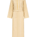 Destree Yellow And White Striped Belted Midi Dress - Destree - Graphic Parisian Fashion - Shop at Coveti