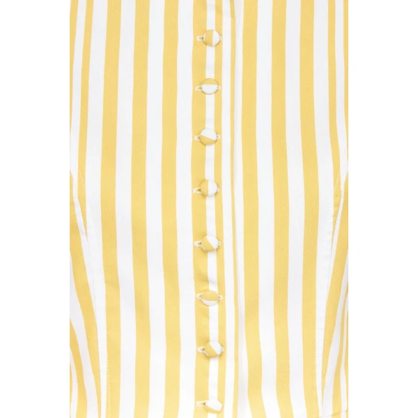 Destree Yellow Striped Puff Sleeve Cotton Jacket - Destree - Graphic Parisian Fashion - Shop at Coveti