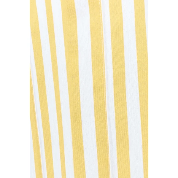 Destree Yellow Striped Wide-Leg Cotton Trousers - Destree - Graphic Parisian Fashion - Shop at Coveti