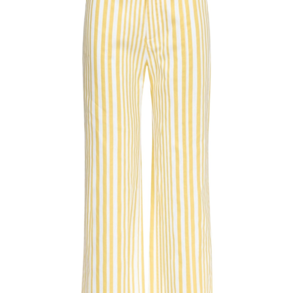 Destree Yellow Striped Wide-Leg Cotton Trousers - Destree - Graphic Parisian Fashion - Shop at Coveti