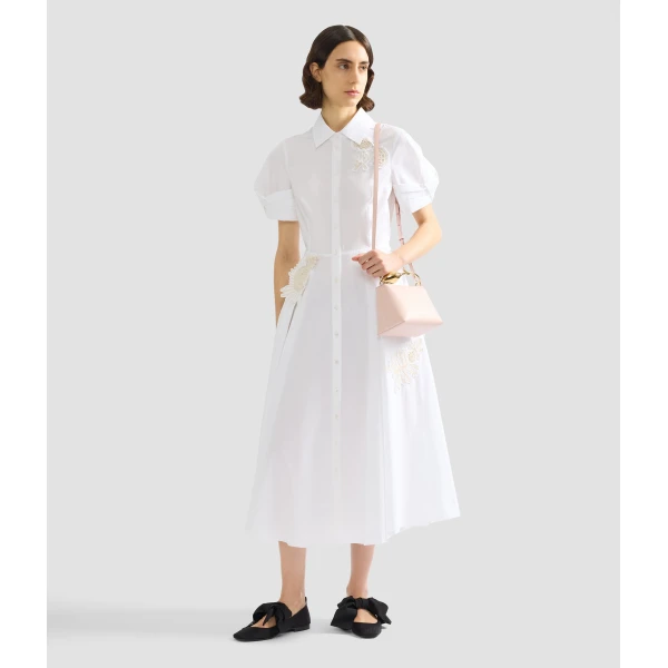 Erdem Appliqué Cotton Midi Shirt Dress - Dresses - British Romantic Luxury at Coveti