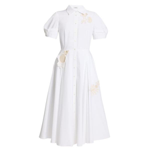 Erdem Appliqué Cotton Midi Shirt Dress - Dresses - British Romantic Luxury at Coveti