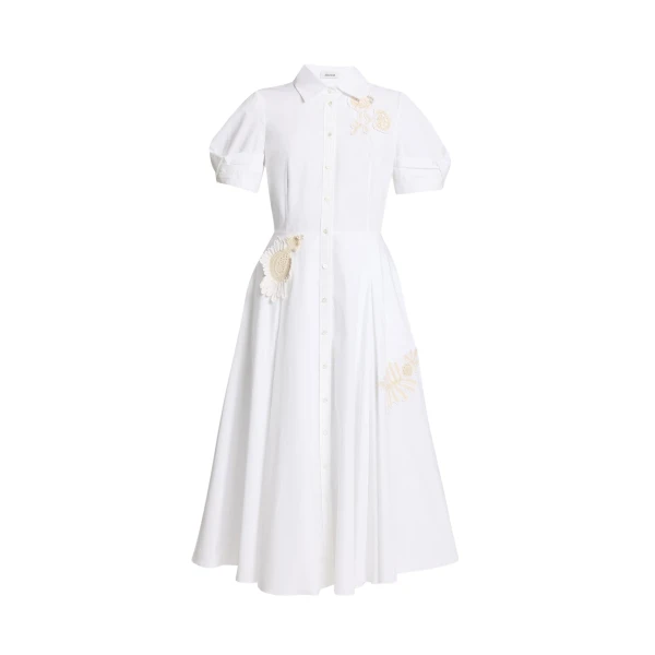 Erdem Appliqué Cotton Midi Shirt Dress - Dresses - British Romantic Luxury at Coveti
